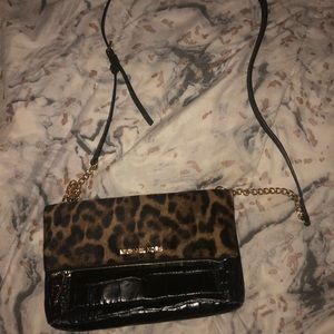 Micheal Kors faux leopard crossbody bag